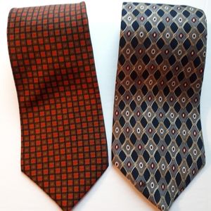 Two Geoffrey Beene 100% Silk Ties Great Shape